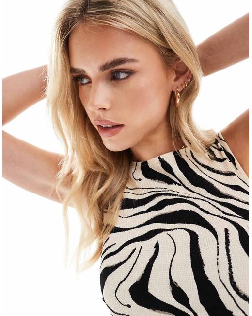 Vero Moda Gerimpelde Jersey Tanktop Met Abstracte Zebraprint in het White