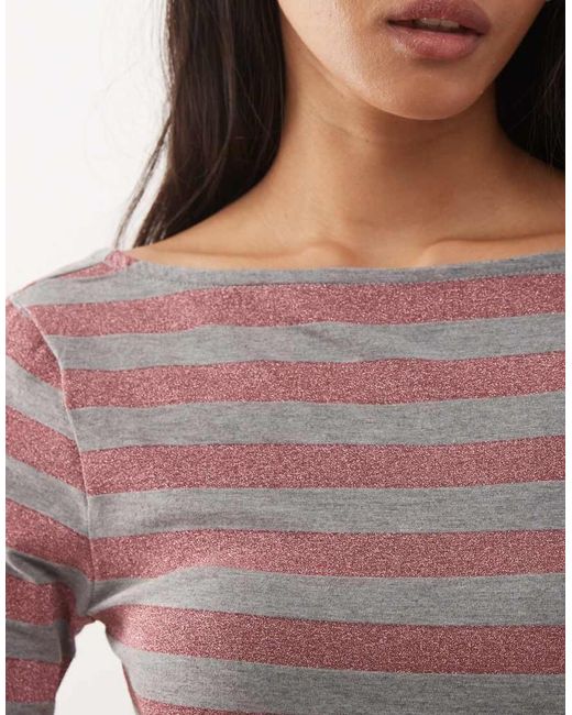 Collusion Multicolor Stripe Slash Neck Top