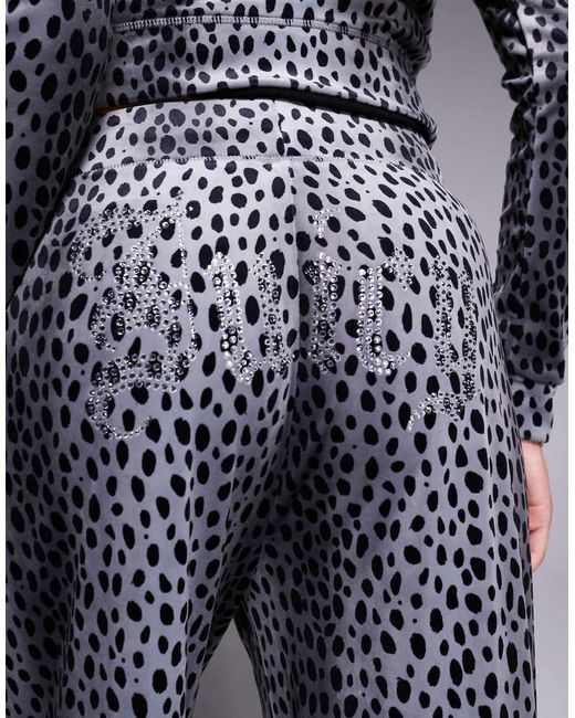 Juicy Couture Gray X Asos Exclusive Co-ord Track Pants Tonal Cheetah Black