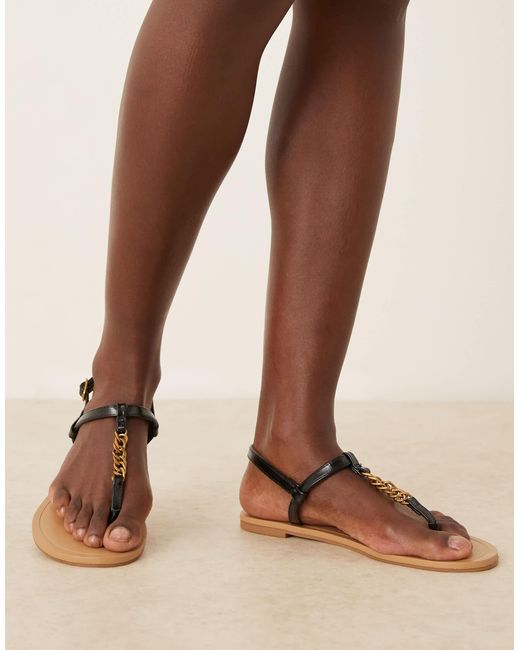 ASOS Brown Fancy Chain Flat Sandals