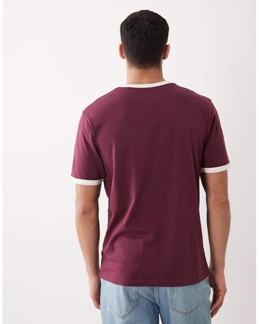 Threadbare Red Crew Neck Ringer T-shirt for men