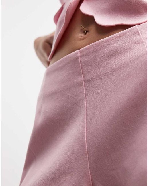 River Island Pink Linen Blend Scallop Short Co-Ord