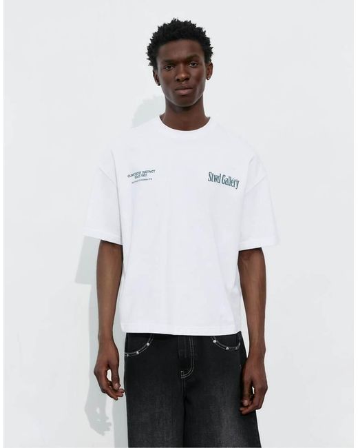 Pull&Bear White Stwd Gallery T-shirt for men