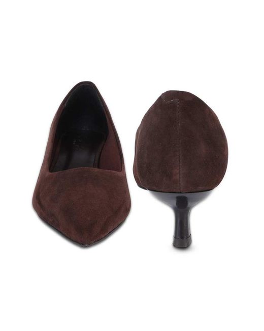 OFF THE HOOK Brown Tilly Suede Pointed Toe Kitten Heel Court Shoes