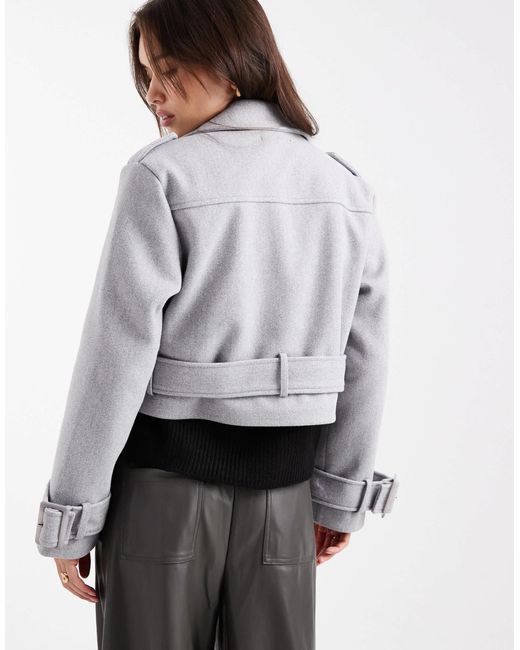 Wednesday's Girl Gray Cropped Button Up Jacket