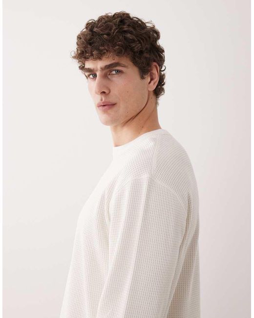 ARKET White Waffle Long Sleeve T-shirt for men