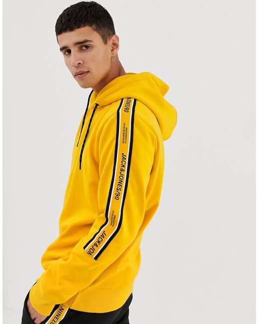 Jack & Jones Denim Core Hoodie With Side Taping in Yellow for Men | Lyst