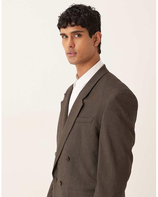ASOS Gray Relaxed Square Shoulder Suit Jacket for men