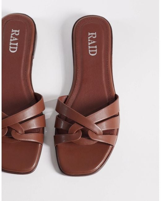 Raid Brown Toffee Flat Slider Sandals