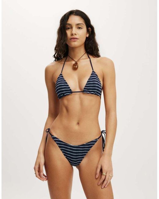 Cotton On Blue Sunspun Micro Knit Slider Triangle Bikini Top