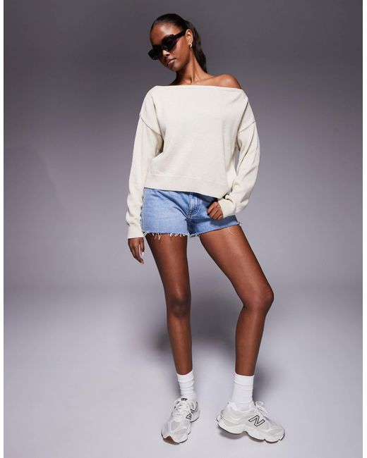 ASOS Blue – schulterfreier strickpullover