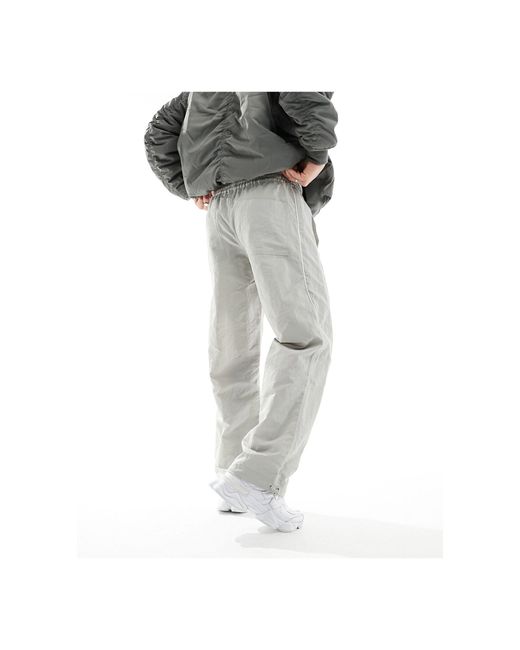 ASOS Natural baggy Nylon Track Pants With Contrast Piping for men