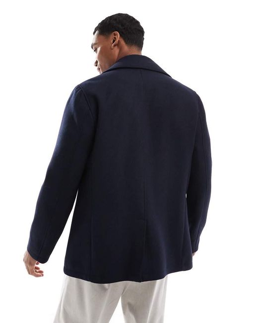 French Connection Blue French Connection Double Breasted Coat for men