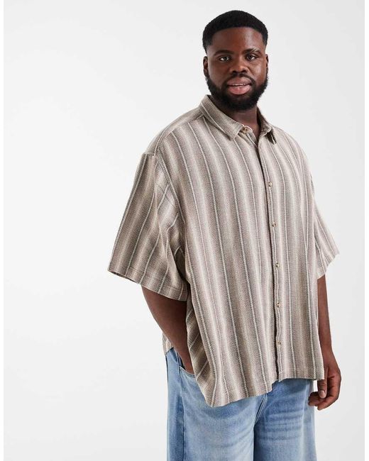 ASOS Gray Oversized Textured Stripe Shirt for men