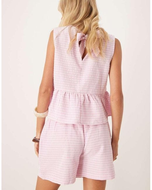 Vila Pink Gingham Shorts Co-Ord