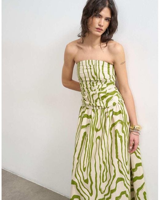 TOPSHOP White Ruched Bandeau Midi Dress