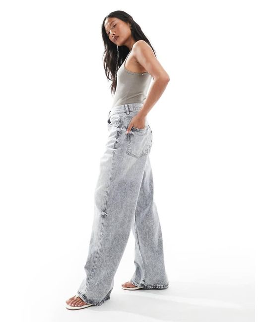 Stradivarius White Petite D88 baggy Jean