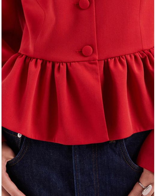 ASOS Red Button Down Peplum Blazer