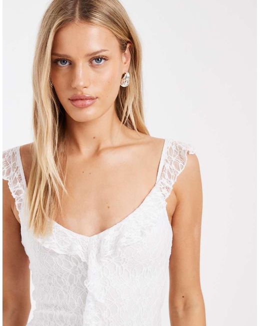 Hollister White Lace Ruffle Mini Dress