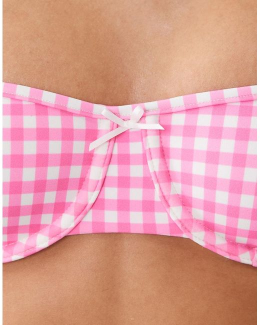 Free Society Red Gingham Underwire Bikini Top