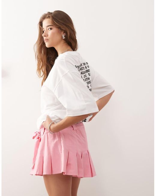 Collusion Pink Pleated Mini Skirt With Belt Detail