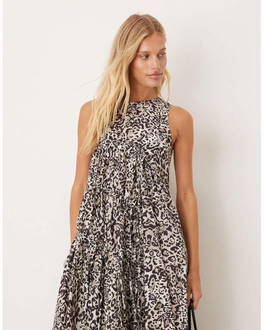 Ghospell Brown Drawstring Midaxi Dress