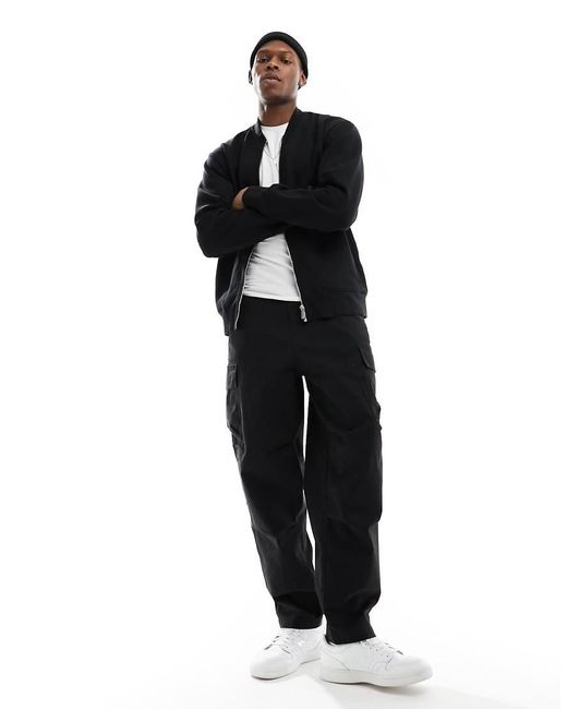SELECTED Black Mack Sweat Bomber Jacket for men