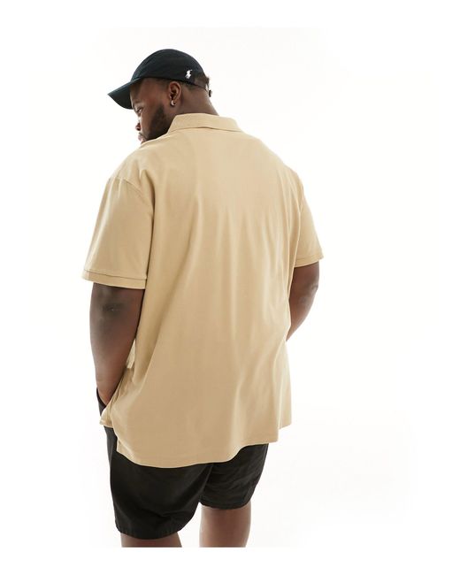 Polo Ralph Lauren Natural Big & Tall Logo Pocket Johnny Collar Pique Polo for men