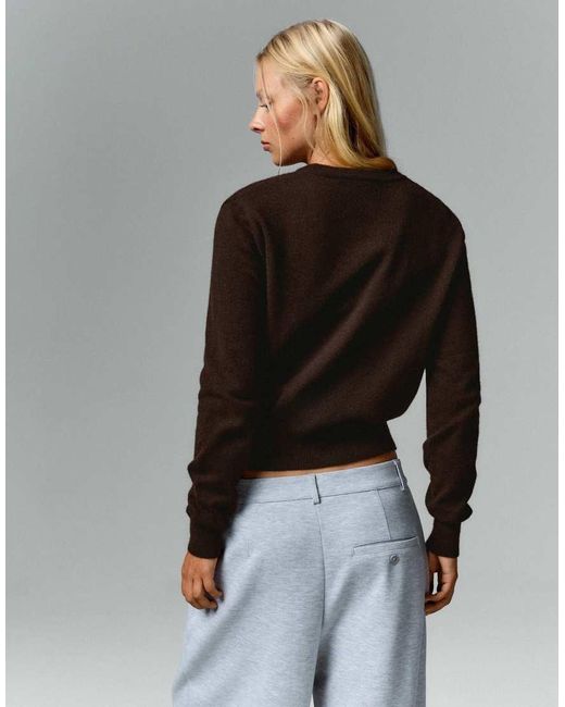 Bershka Gray Round Neck Jumper