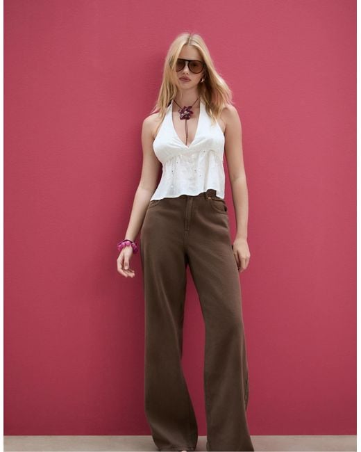 Stradivarius Pink – loose-fit-neckholder-top