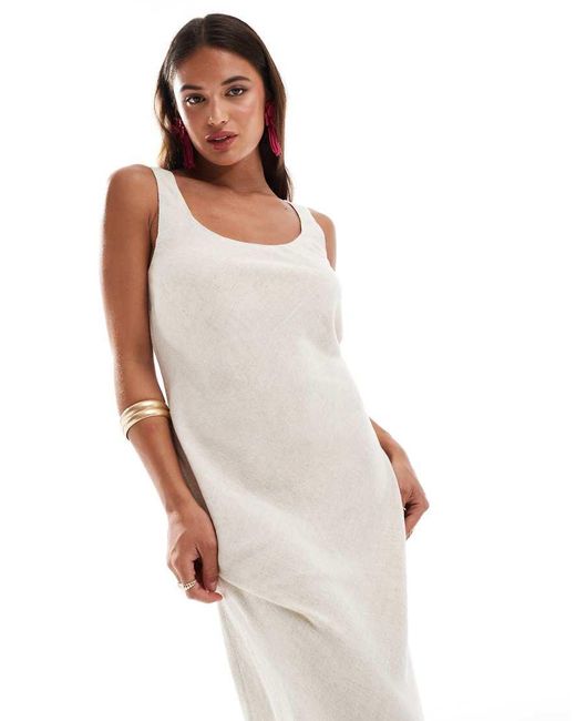 Vestito Midi Sporco Con Scollo Rotondo di New Look in White