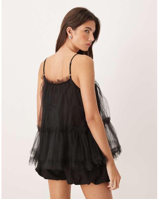 Sister Jane Black Tulle Cami Babydoll Top