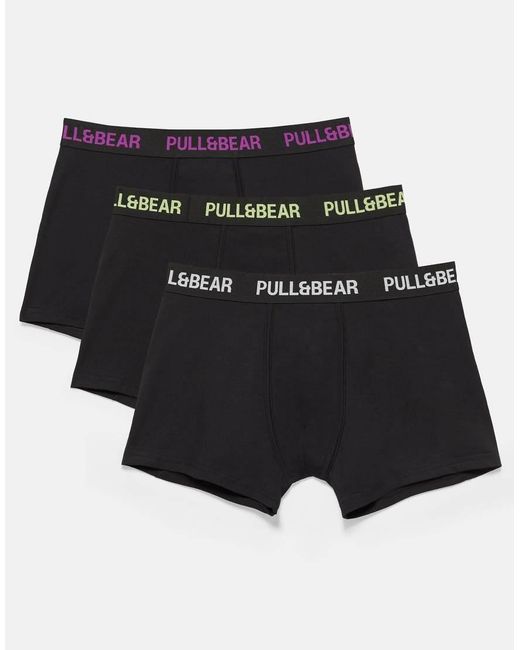 Pull&Bear Black Pack Of 3 Boxers for men