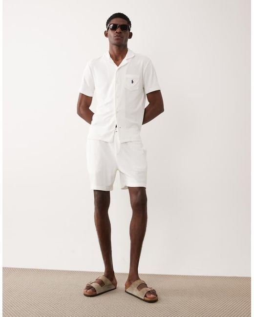 Polo Ralph Lauren Natural Icon Logo Co-Ord Terry Cloth Short Sleeve Shirt for men