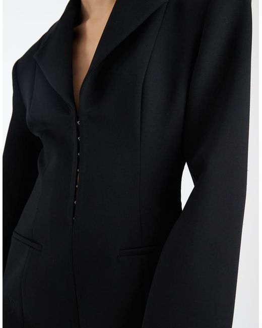 ASOS Black Plunge Front Cinched Tailored Dress