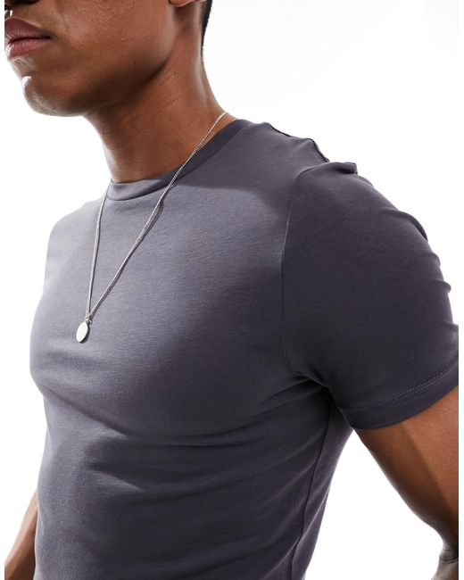 Camiseta gris carbón ajustada ASOS de hombre de color Blue