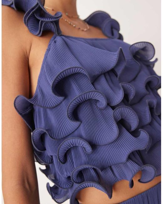 Top Intenso Con Volant Strutturati di Y.A.S in Blue