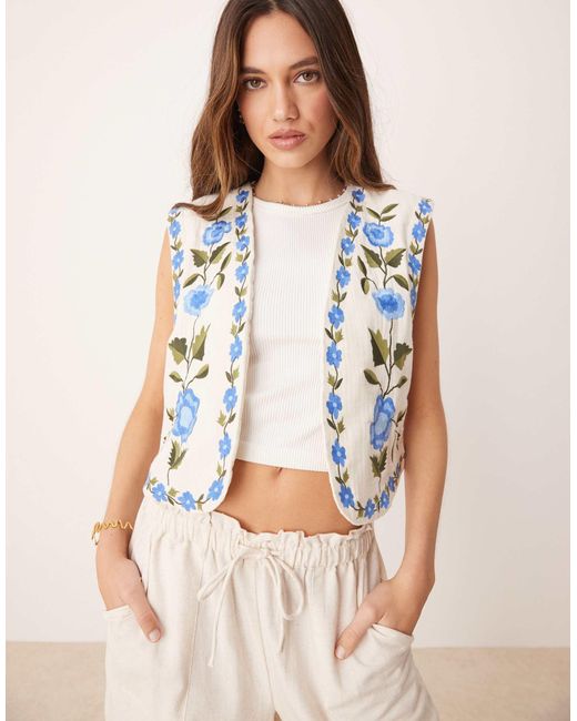 Y.A.S White – festival – offene, bestickte boho-weste