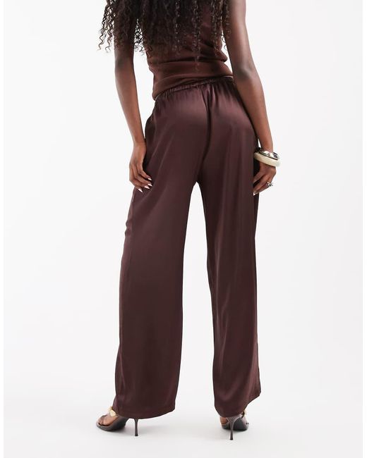 ONLY Red Wide Leg Satin Trousers