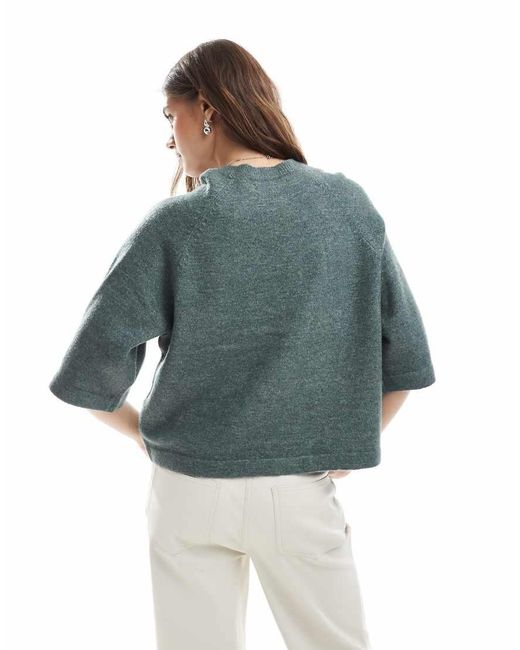 ONLY Blue Cropped Knitted T-shirt