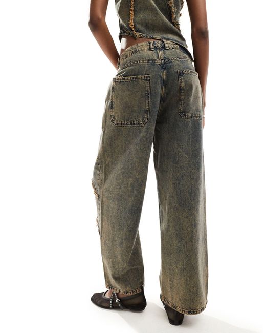 Reclaimed (vintage) Green Limited Edition Distressed Denim Jean Co-ord