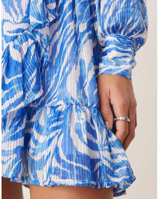Vila Blue Flounce Mini Dress