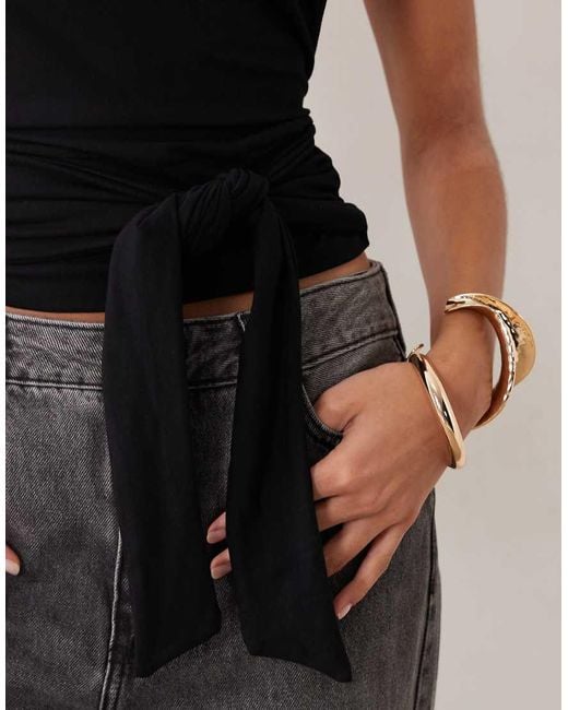 Motel Black Verbina Keyhole Halter Tie Waist Top