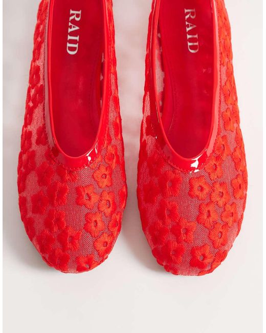 Raid Enida Ballet Flats With Embroidered Flowers