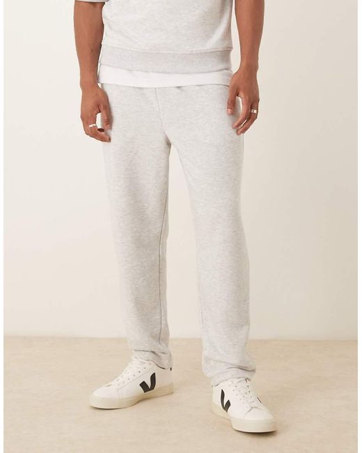 ASOS Toelopende Joggingbroek Van Loopback-Stof En Biezen Aan De Zijkant in het Natural voor heren