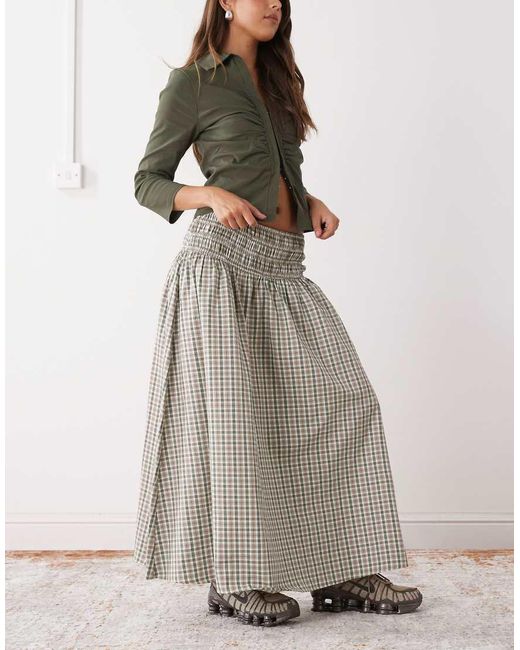 Collusion Geruite Midirok Met Stroken in het Multicolor