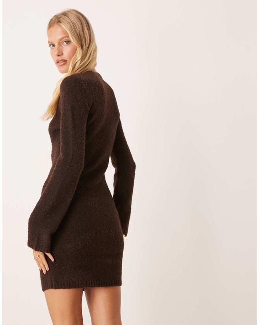 Pretty Lavish Brown Boucle Knit Mini Dress