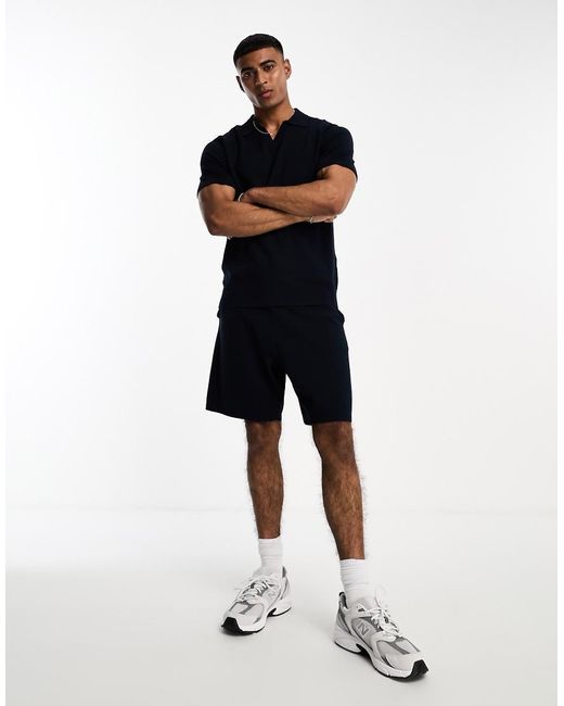 SELECTED Black Homme Knitted Polo Co-ord for men