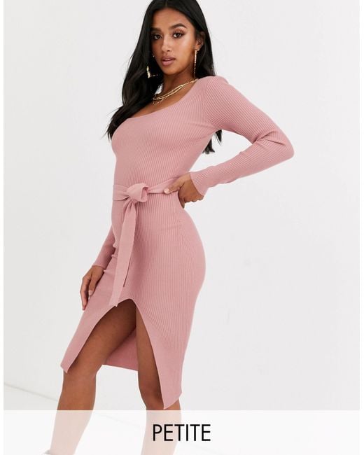 pink tie waist dress