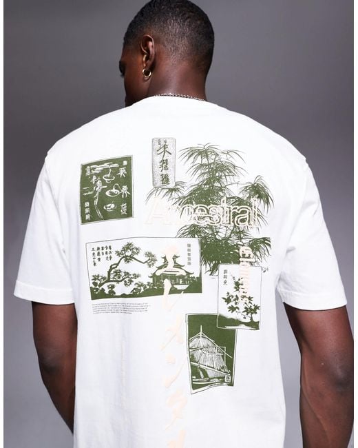 River Island White Japanese Elements T-shirt for men